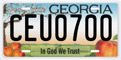 GA license plate CEU0700