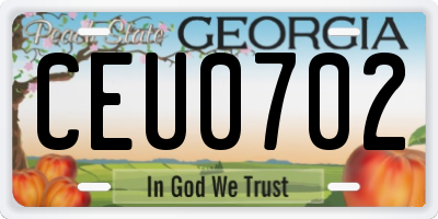 GA license plate CEU0702