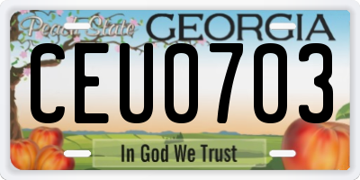 GA license plate CEU0703