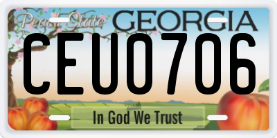 GA license plate CEU0706