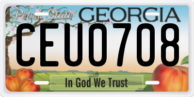 GA license plate CEU0708