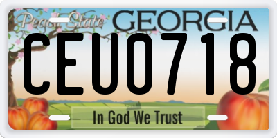 GA license plate CEU0718