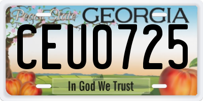 GA license plate CEU0725