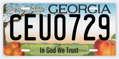 GA license plate CEU0729