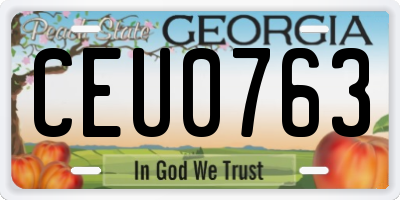 GA license plate CEU0763