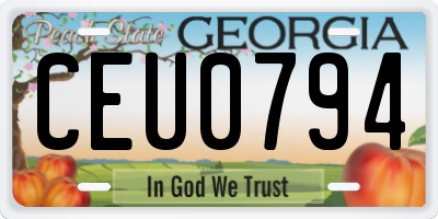 GA license plate CEU0794