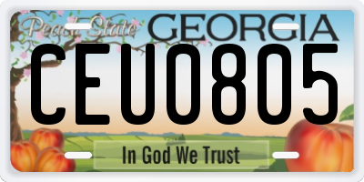 GA license plate CEU0805