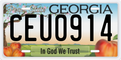 GA license plate CEU0914