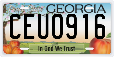 GA license plate CEU0916