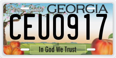 GA license plate CEU0917
