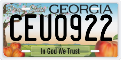 GA license plate CEU0922