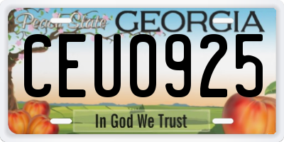 GA license plate CEU0925