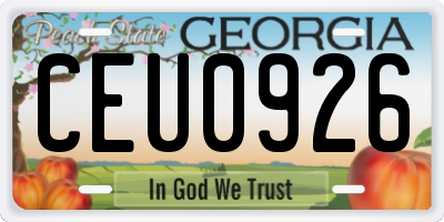 GA license plate CEU0926
