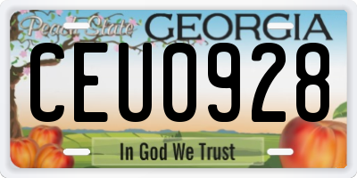 GA license plate CEU0928