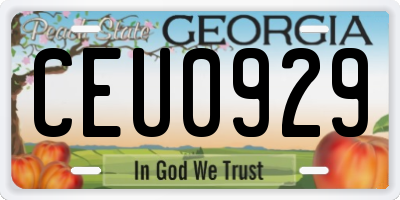 GA license plate CEU0929