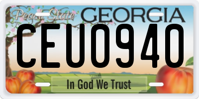 GA license plate CEU0940