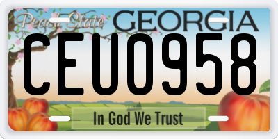 GA license plate CEU0958