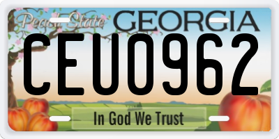 GA license plate CEU0962