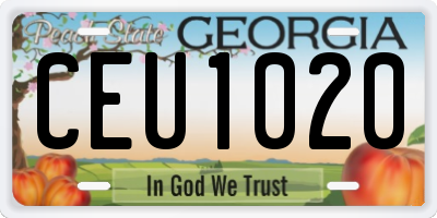 GA license plate CEU1020