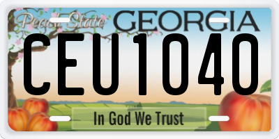 GA license plate CEU1040