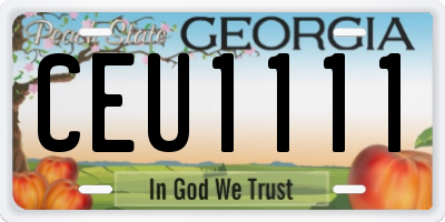 GA license plate CEU1111