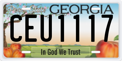GA license plate CEU1117