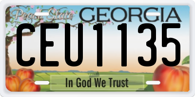 GA license plate CEU1135