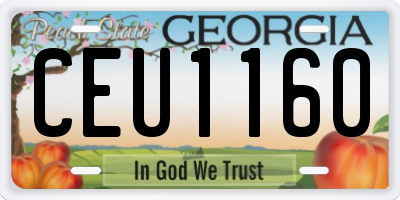 GA license plate CEU1160
