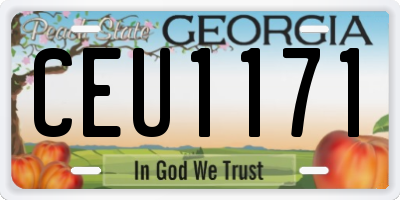 GA license plate CEU1171
