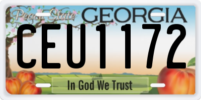 GA license plate CEU1172