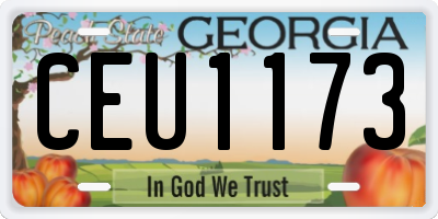 GA license plate CEU1173