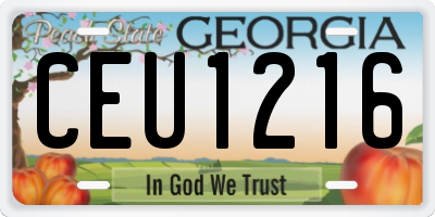 GA license plate CEU1216