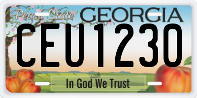 GA license plate CEU1230