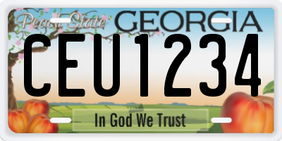 GA license plate CEU1234