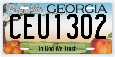 GA license plate CEU1302