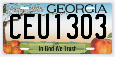 GA license plate CEU1303
