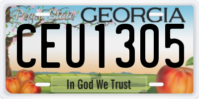 GA license plate CEU1305