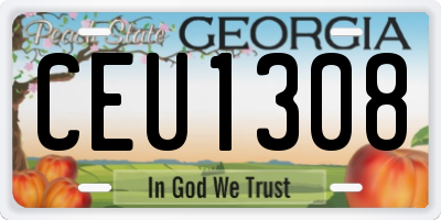 GA license plate CEU1308