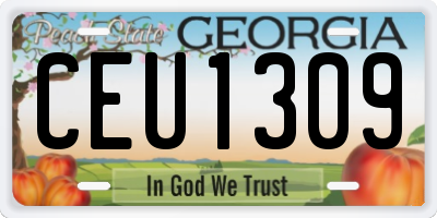 GA license plate CEU1309