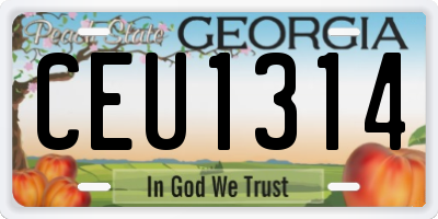GA license plate CEU1314