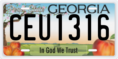 GA license plate CEU1316
