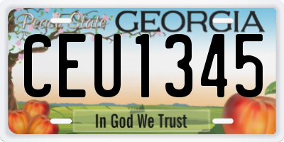 GA license plate CEU1345