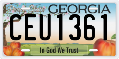 GA license plate CEU1361
