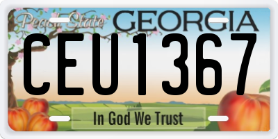 GA license plate CEU1367