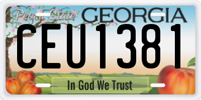 GA license plate CEU1381