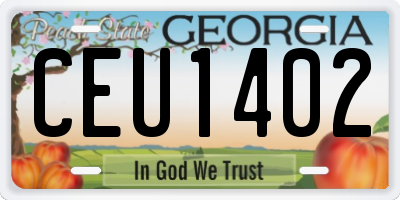 GA license plate CEU1402