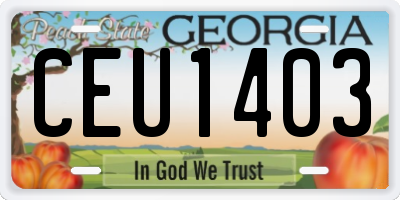 GA license plate CEU1403