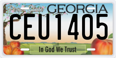 GA license plate CEU1405