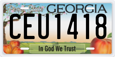 GA license plate CEU1418