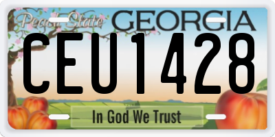 GA license plate CEU1428